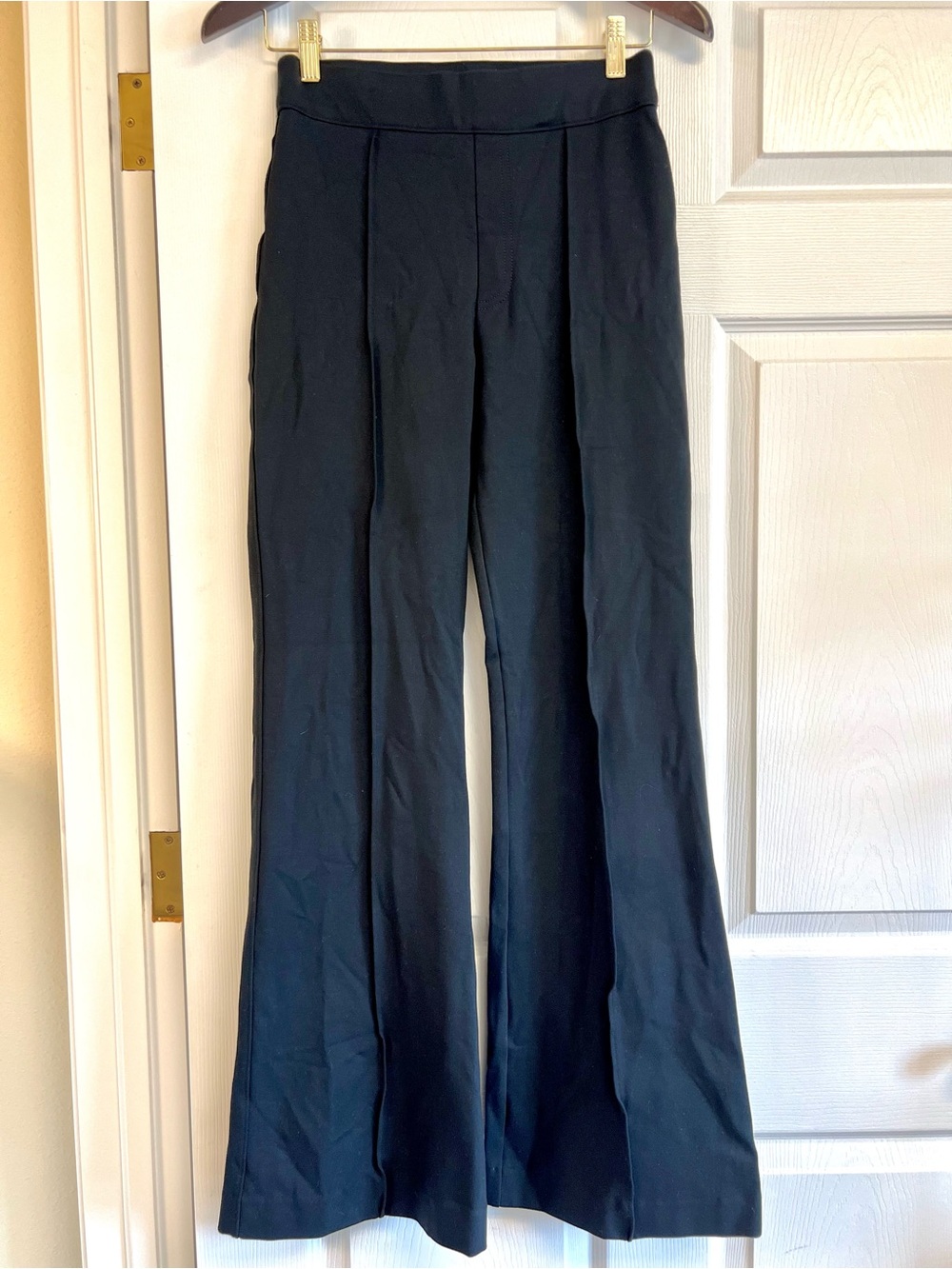 SPANX PerfectFit Ponte wide legs Pants Black Pull On Shaping Stretch S Career
